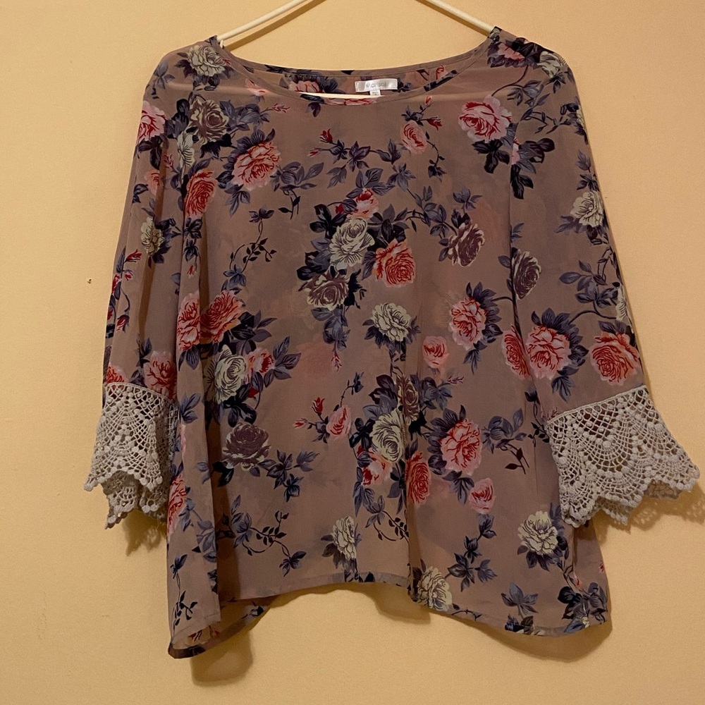 Flowery transparent blouse